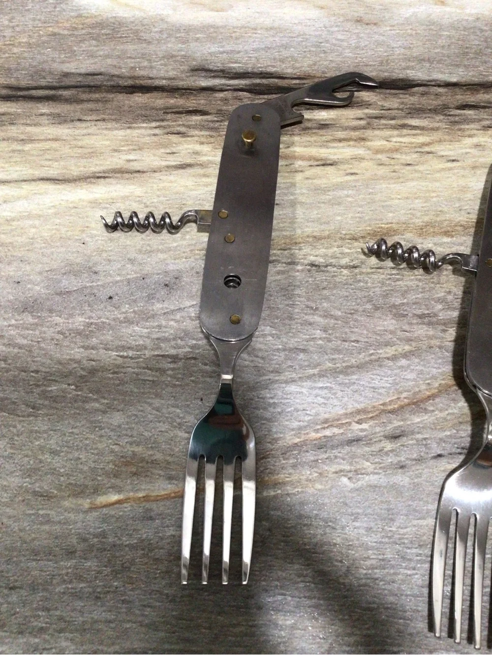 Sold! 2pc Ozark Trail Camping Utensil Multi Tool Spoon Fork Knife Corkscrew